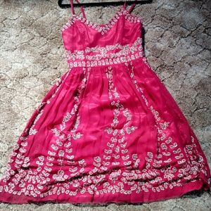 Adrianna Papell Beautiful Red Beaded Dress, sz 4